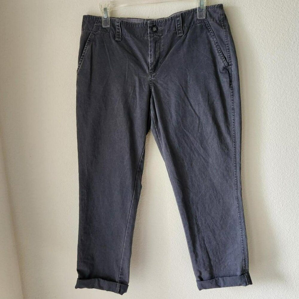Vintage Women's grey blue capri trousers Sz 6 100% cotton casual outdoors soft